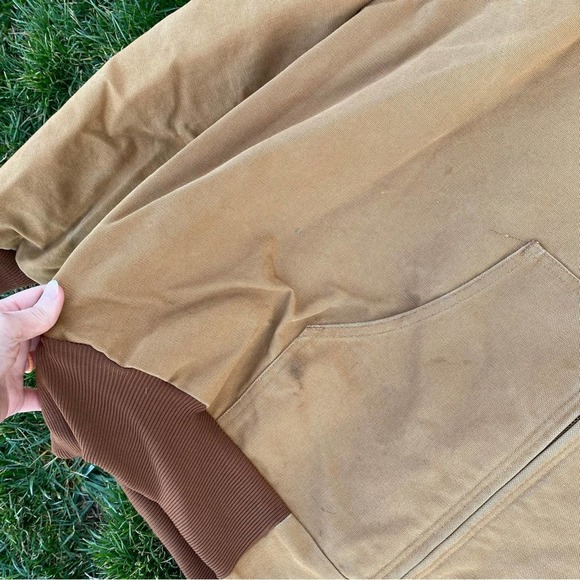 Carhartt VTG USA Union Chore Tan Duck Thermal Lined Hooded Jacket 4XL Full Zip - Picture 2 of 8